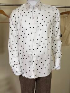White Polka Dot Formal Shirt for Men 5
