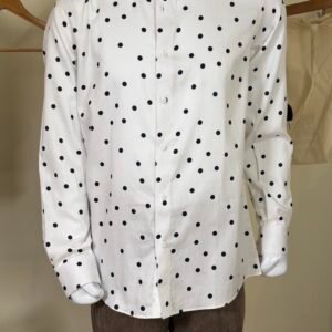 white polka dot formal shirt for men