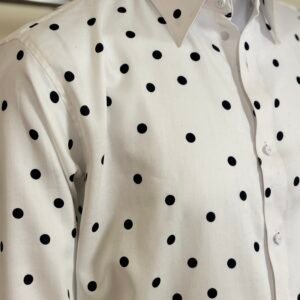 white polka dot formal shirt for men