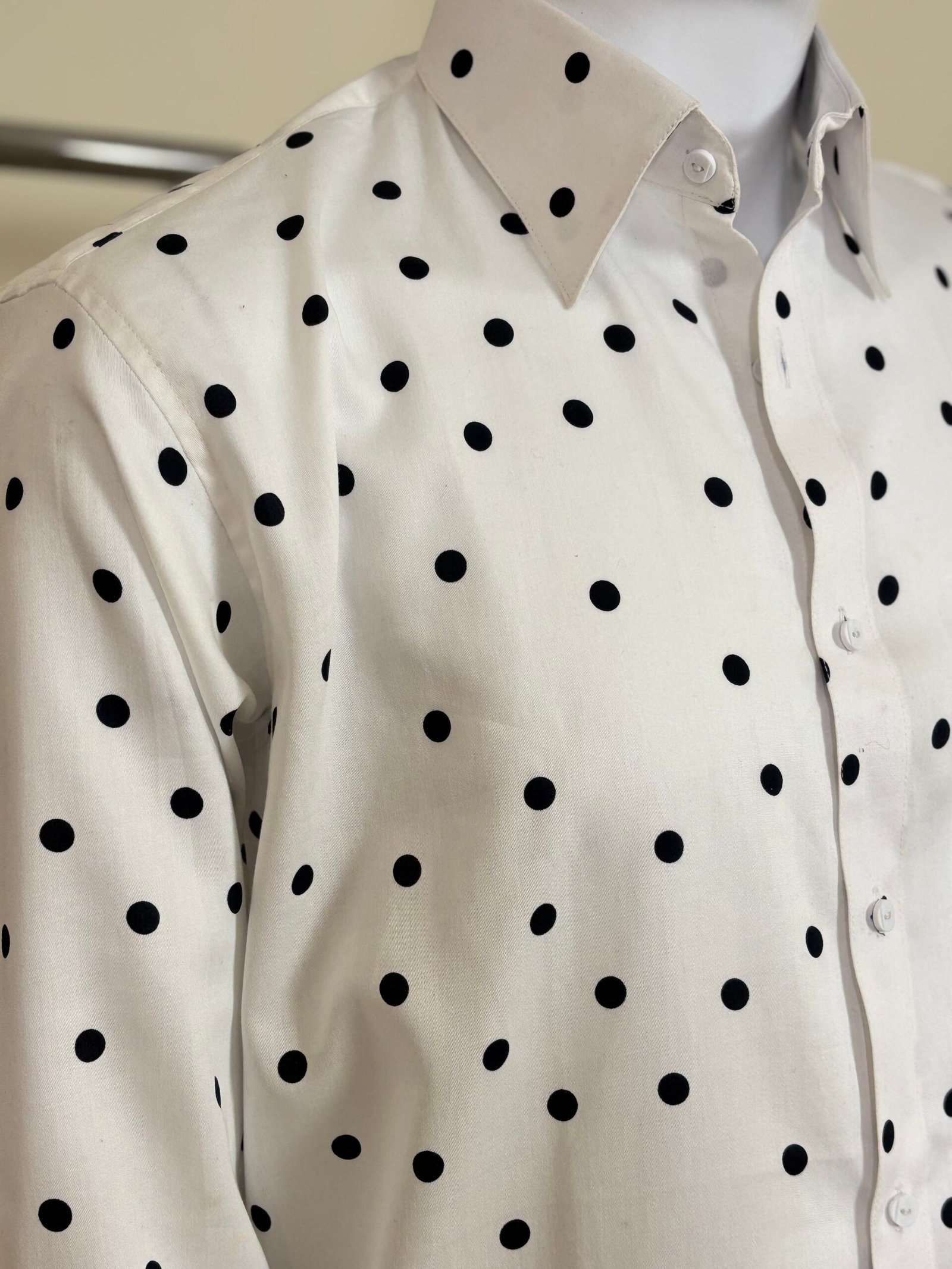 White Polka Dot Formal Shirt for Men
