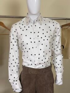 White Polka Dot Formal Shirt for Men 4