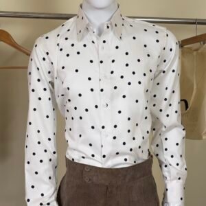 white polka dot formal shirt for men