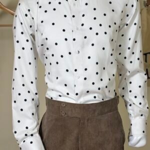 white polka dot formal shirt for men