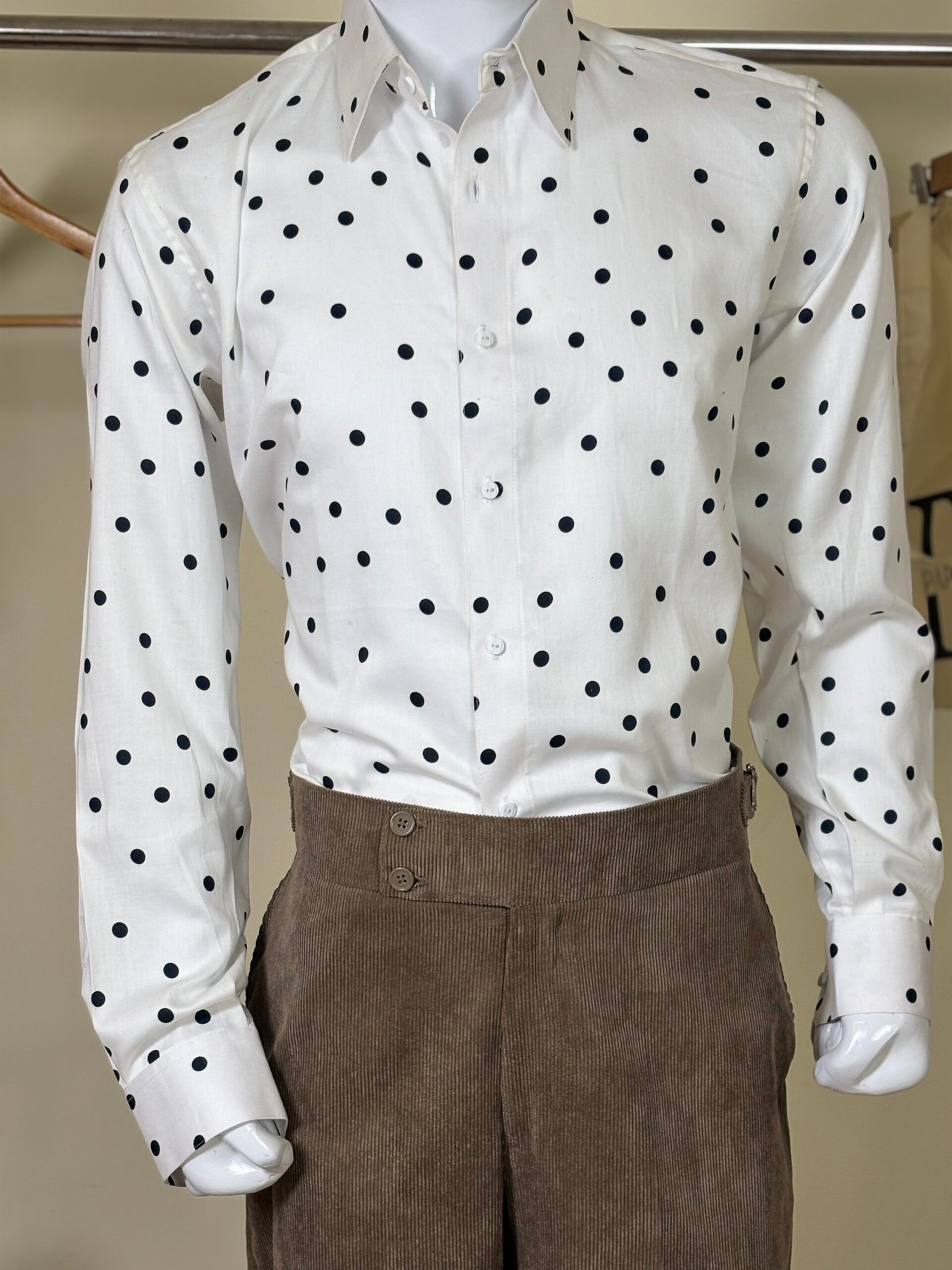 White Polka Dot Formal Shirt for Men