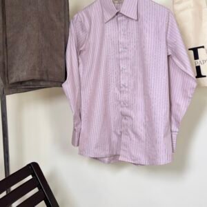 pink striped formal shirt for men