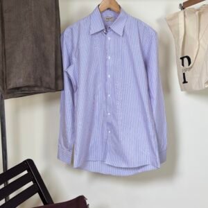 lavender striped formal shirt for men