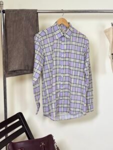 Lavender Checked Formal Shirt for Men 4