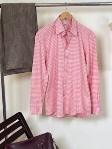 Coral Striped Formal Shirt for Men 4