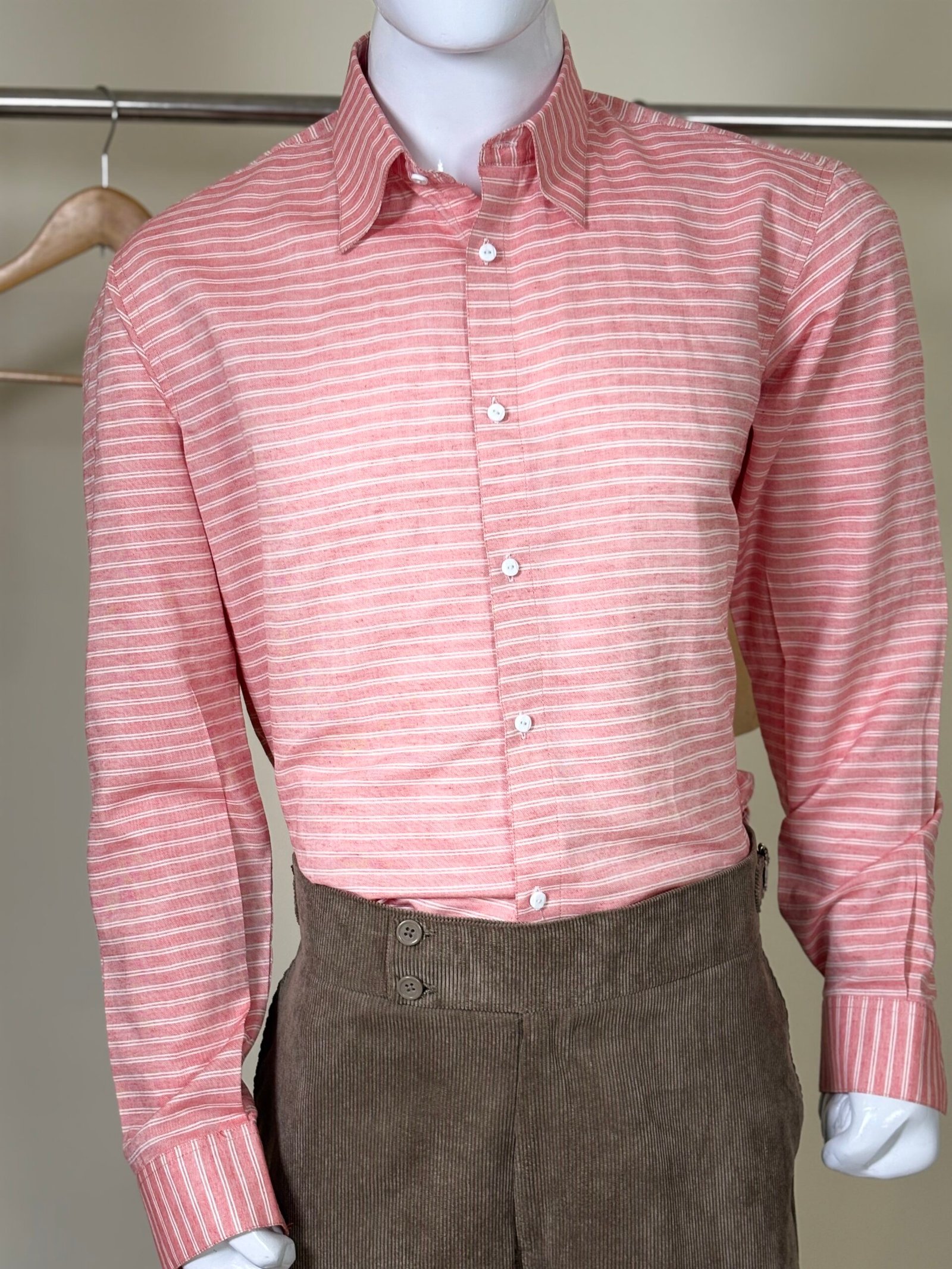 Coral Striped Formal Shirt for Men