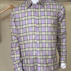lavender checked formal shirt for men