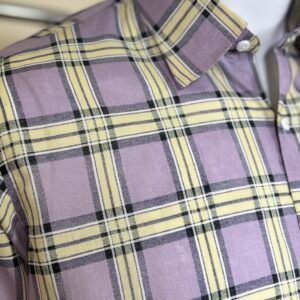 lavender checked formal shirt for men
