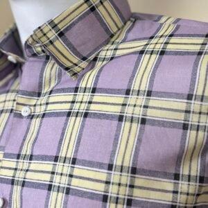 lavender checked formal shirt for men