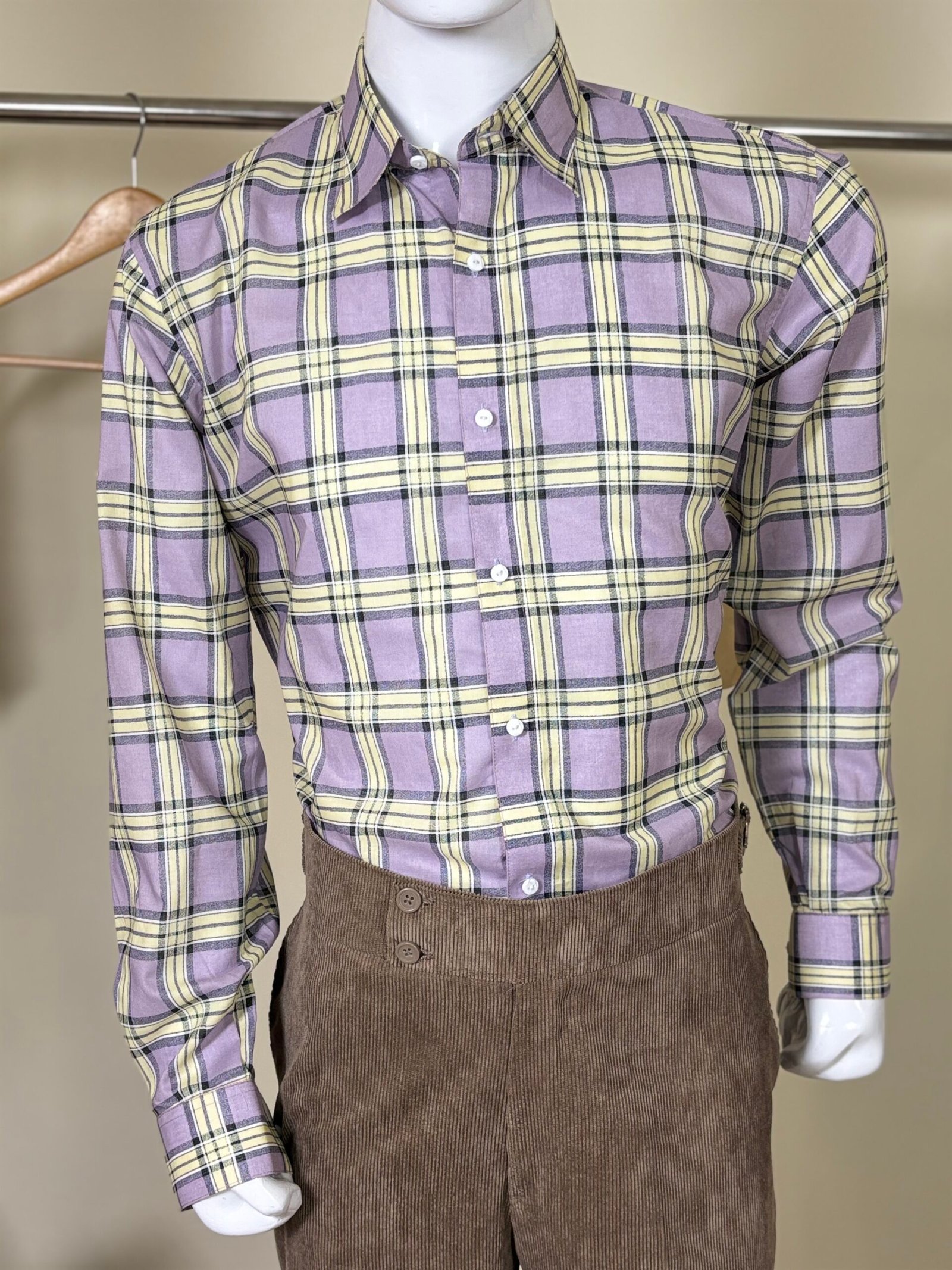 Lavender Checked Formal Shirt for Men