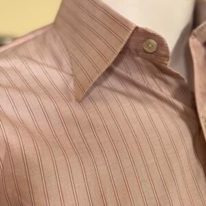 pink striped formal shirt for men