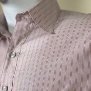 pink striped formal shirt for men