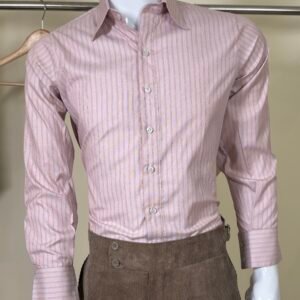 pink striped formal shirt for men