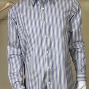 blue striped formal shirt for men