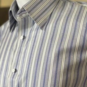 blue striped formal shirt for men