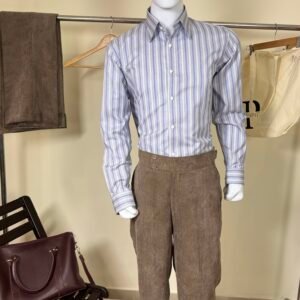 blue striped formal shirt for men