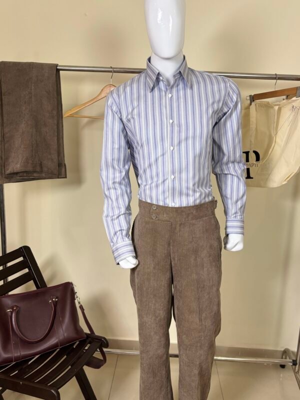 blue striped formal shirt for men